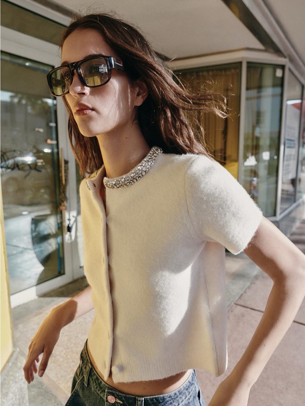 ZARA BNWT WOOL JACKET WITH JEWEL NECKLINE. ECRU 3920/057/712